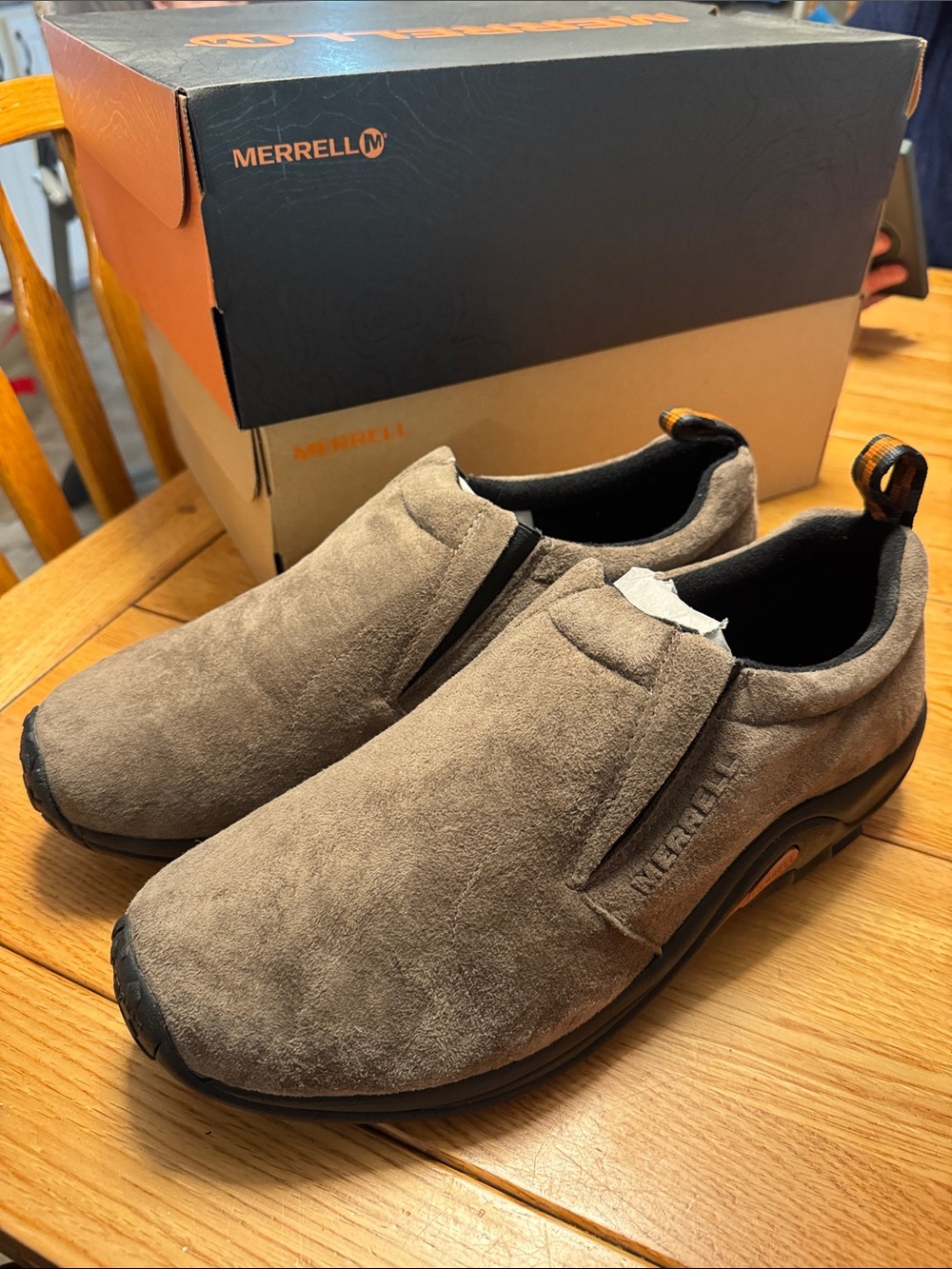 Merrell Taupe Suede Slip-On Gunsmoke Jungle Moc 12 Wide